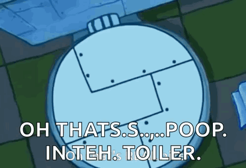 Cartoon Toilet With Poop Text GIF