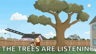 Cartoon Tree Saying The Trees Are Listening GIF