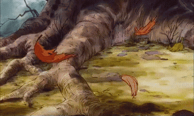 Cartoon Tree Trunk With Falling Leaves GIF