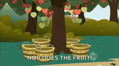 Cartoon Tree With Apples And Baskets GIF