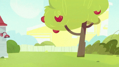 Cartoon Tree With Red Apples GIF