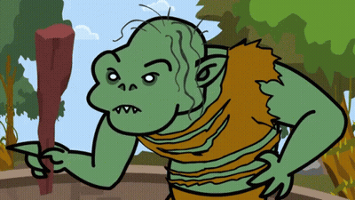 Cartoon Troll Holding Stick GIF