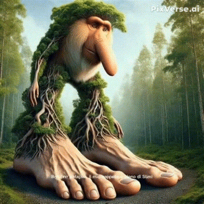 Cartoon Troll With Beard And Long Nose In Forest GIF