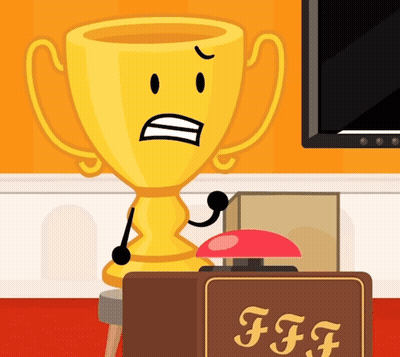 Cartoon Trophy At Table With FF Button GIF