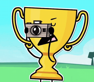 Cartoon Trophy With Camera On Face GIF