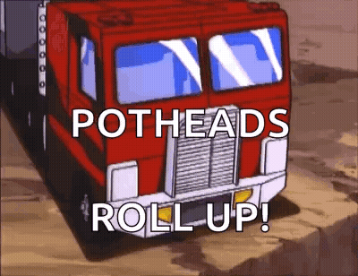 Cartoon Truck Driving Down Dirt Road With Potheads Roll Up GIF