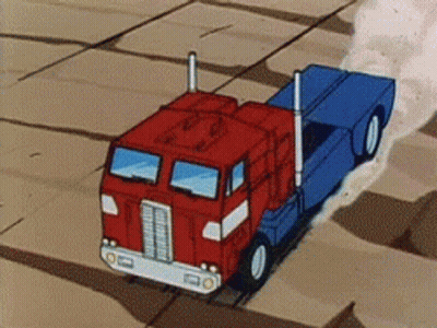 Cartoon Truck With Blue Trailer Driving GIF