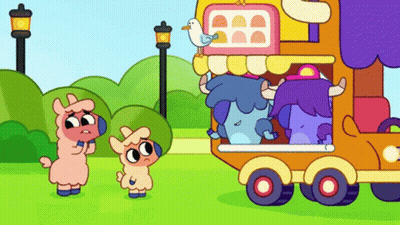 Cartoon Truck With Seagull On Top GIF