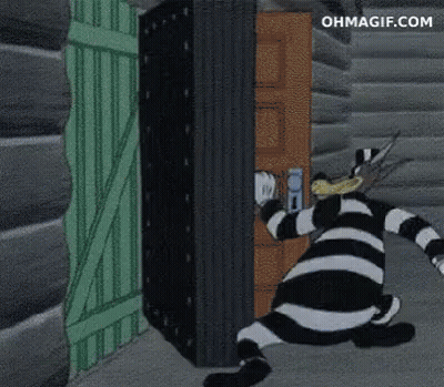 Cartoon Trying To Open Door With Ohmagif.com GIF