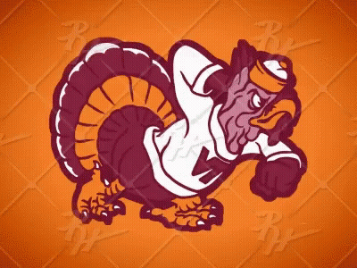 Cartoon Turkey In White Shirt With Letter W GIF