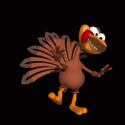 Cartoon Turkey Standing On Black Background GIF