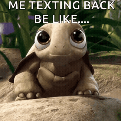 Cartoon Turtle On Rock Texting Back Be Like GIF