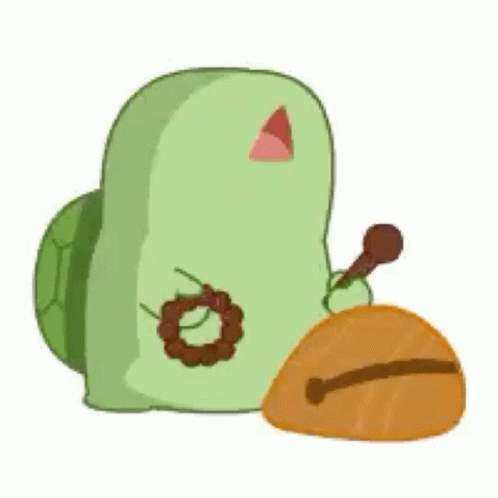 Cartoon Turtle Sitting Next To Pumpkin And Flower GIF
