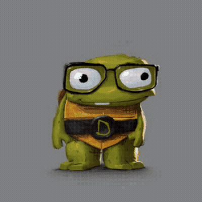 Cartoon Turtle With Glasses And Belt Saying D GIF