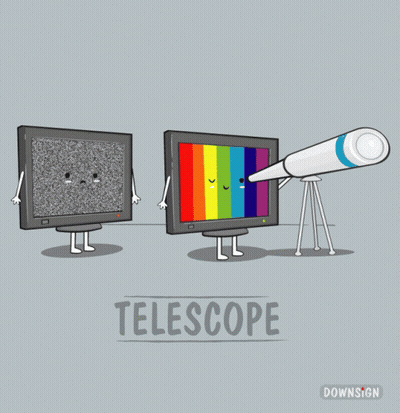 Cartoon TV And Telescope Saying Telescope GIF