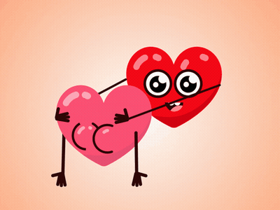 Cartoon Two Hearts With Arms And Legs GIF