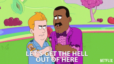 Cartoon Two Men Let Get Out GIF
