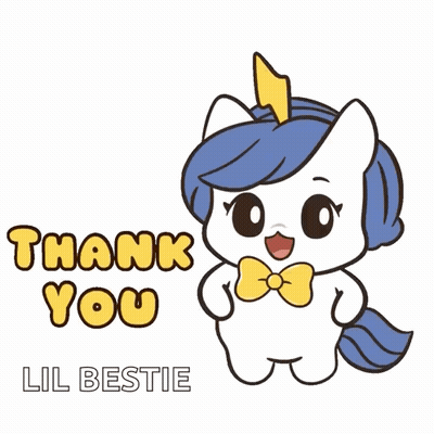 Cartoon Unicorn Lightning Bolt Says Thank You Lil Bestie GIF