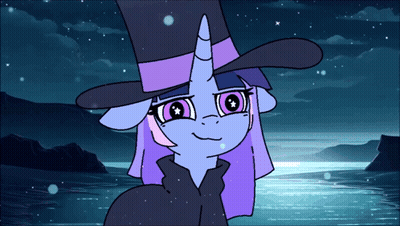 Cartoon Unicorn Wearing Top Hat And Purple Hair GIF