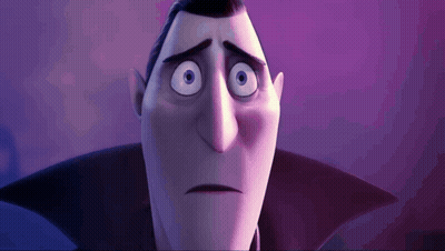 Cartoon Vampire Face Close Up Purple Background GIF