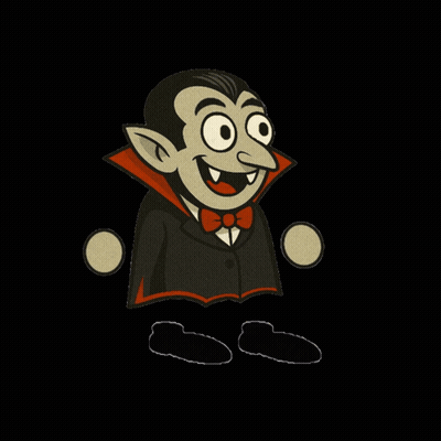 Cartoon Vampire Surrounded By Bats GIF