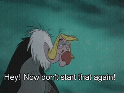 Cartoon Vulture Says Hey Now Don't Start That Again GIF