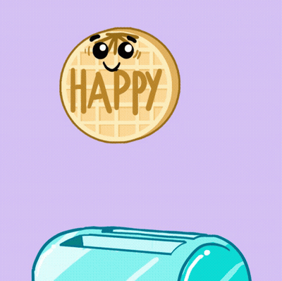 Cartoon Waffle Saying Happy GIF