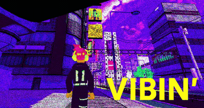 Cartoon Walking Down Street Vibin GIF
