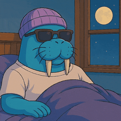 Cartoon Walrus With Sunglasses And Purple Hat GIF