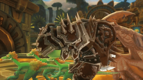 Cartoon Warrior With Two Lizards GIF