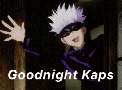 Cartoon Waving Behind Door Saying Goodnight Kaps GIF