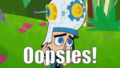 Cartoon Wearing Helmet With Gears Saying Oopsies GIF
