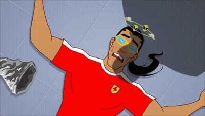 Cartoon Wearing Sunglasses And Red Lightning Bolt Shirt GIF