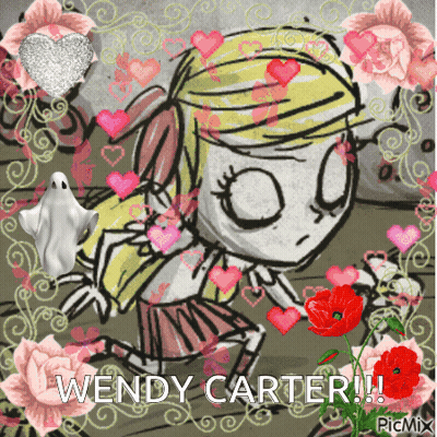 Cartoon Wendy Carter With Hearts And Flowers GIF