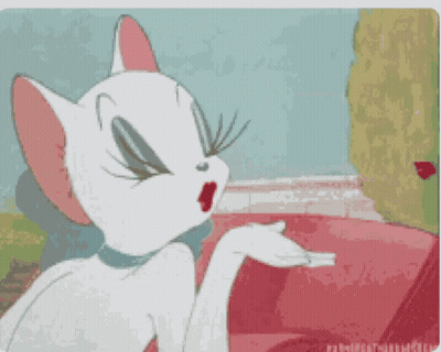 Cartoon White Cat With Collar GIF