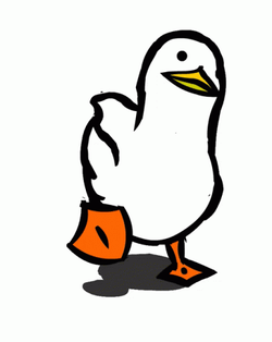 Cartoon White Duck Dance Around GIF