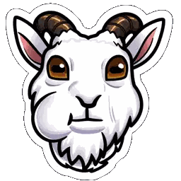 Cartoon White Goat With Horns Sticker