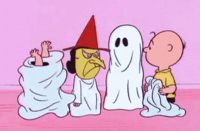 Cartoon Witch And Two Ghosts GIF