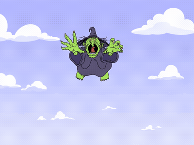 Cartoon Witch Flying GIF