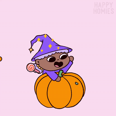 Cartoon Witch Sitting on Pumpkin
