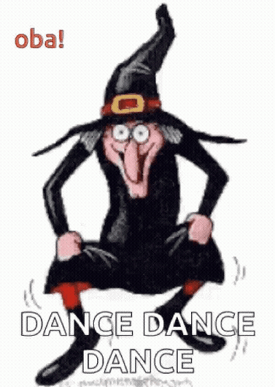 Cartoon Witch Squatting Dance Dance Dance GIF