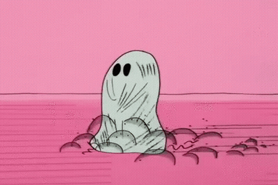 Cartoon Witch Standing Next To Two Ghosts GIF