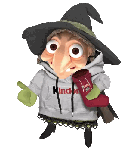 Cartoon Witch Wearing Kinder Hoodie Sticker