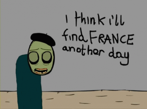 Cartoon With Beret I Think I'll Find France Another Day GIF
