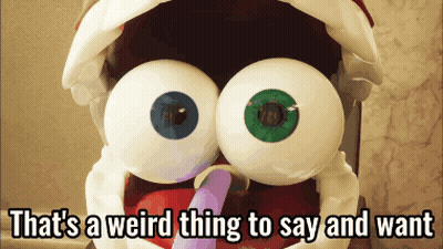 Cartoon With Big Eyes Saying That's A Weird Thing To Say And Want GIF