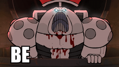 Cartoon With Blood Coming Out Of Mouth And Word Be GIF