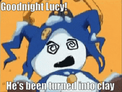 Cartoon With Blue Hat Says Goodnight Lucy Turned Into Clay GIF
