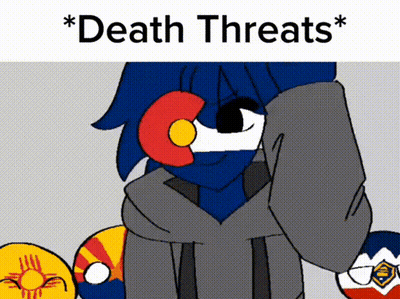 Cartoon With Death Threats Above Person GIF