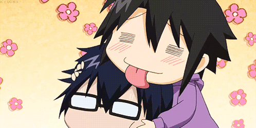 Cartoon With Glasses Hugging Another Character GIF
