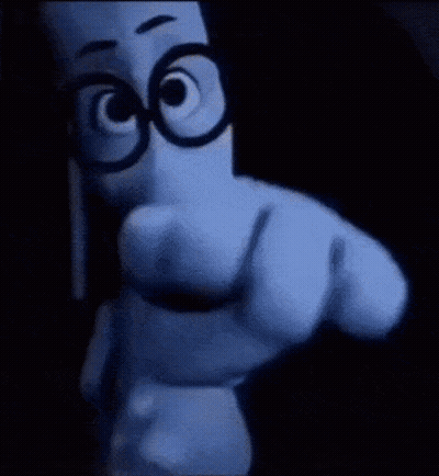 Cartoon With Glasses Pointing At Camera GIF